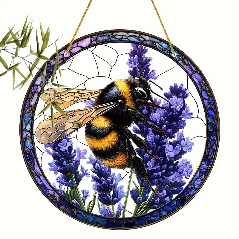 Bee Lavender Suncatcher Acrylic Hanging Ornament