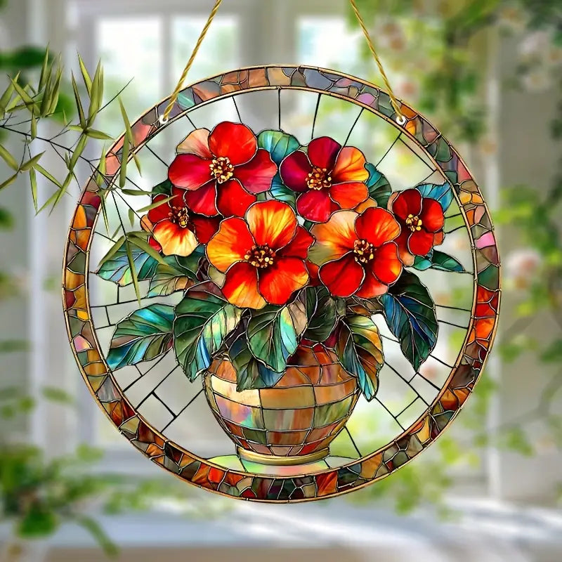 Begonia Flower Suncatcher Acrylic Hanging Ornament