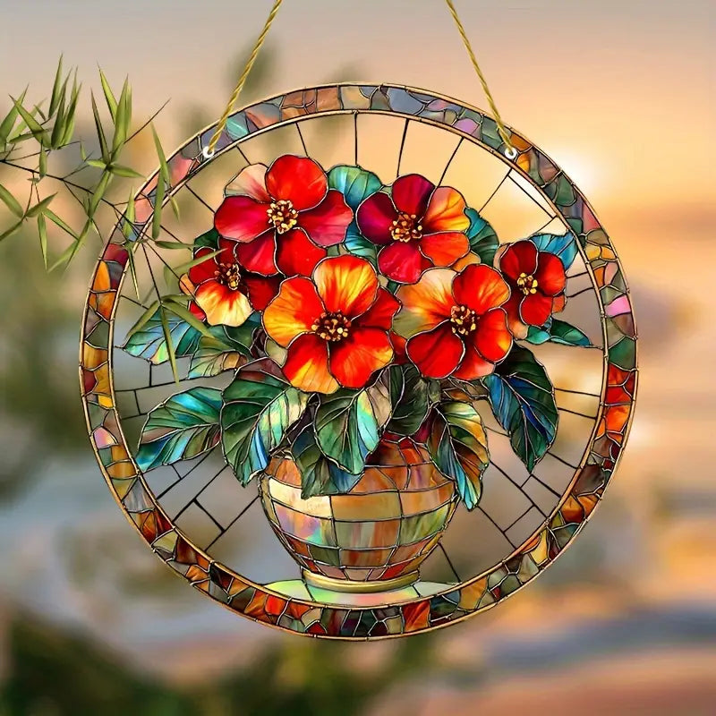 Begonia Flower Suncatcher Acrylic Hanging Ornament