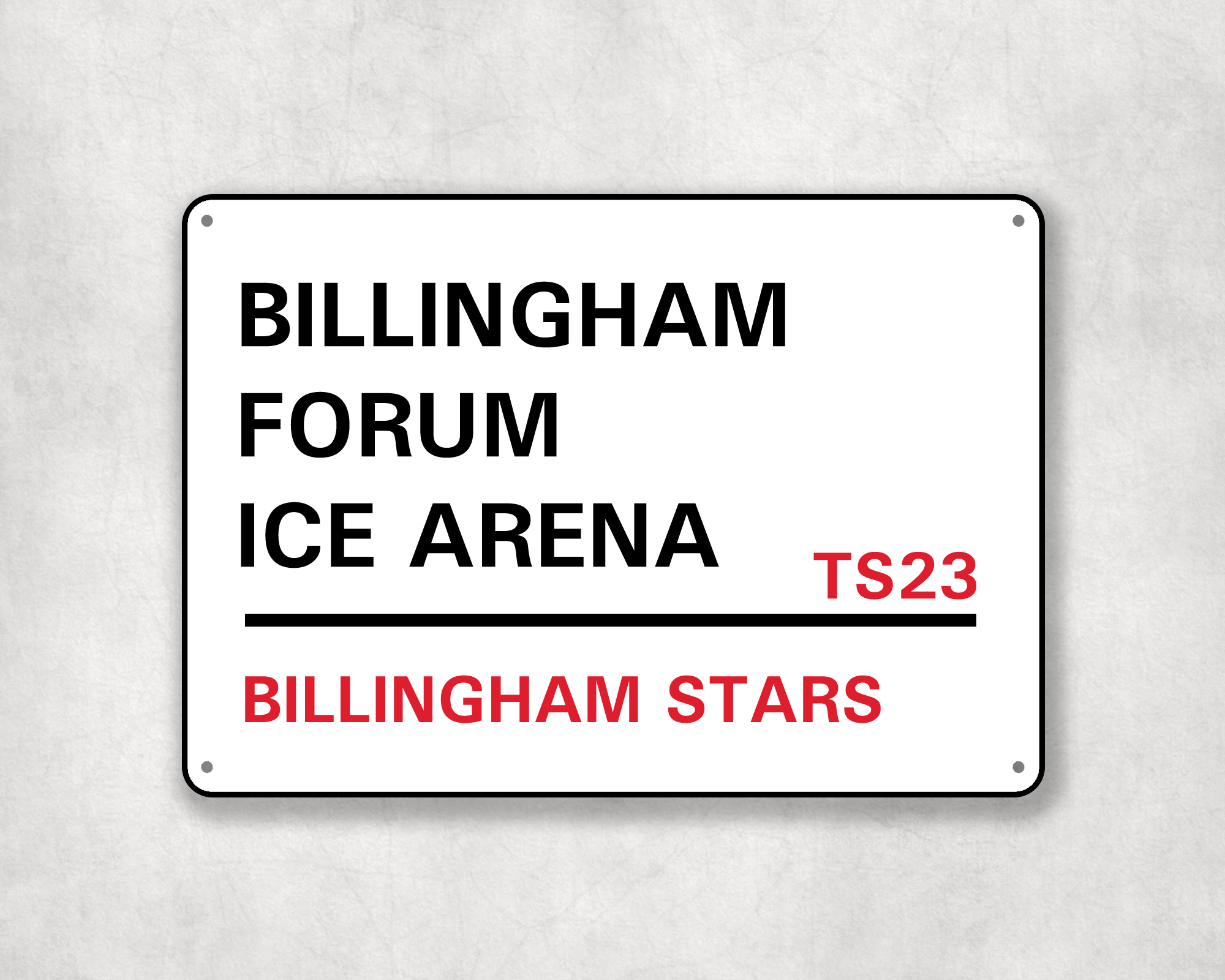 Billingham Stars Ice Hockey Metal Street Sign