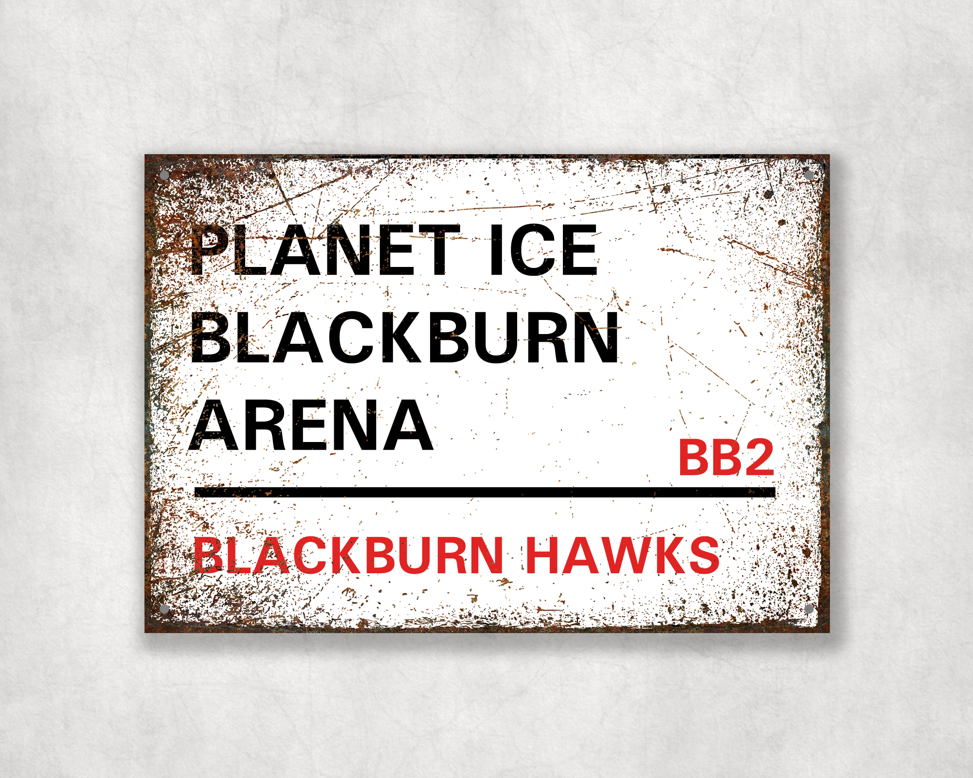 Blackburn Hawks Ice Hockey Metal Street Sign