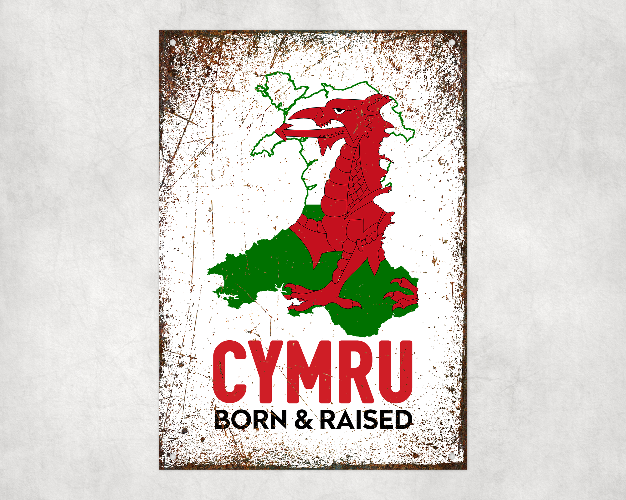 Cymru Born and Raised Metal Sign