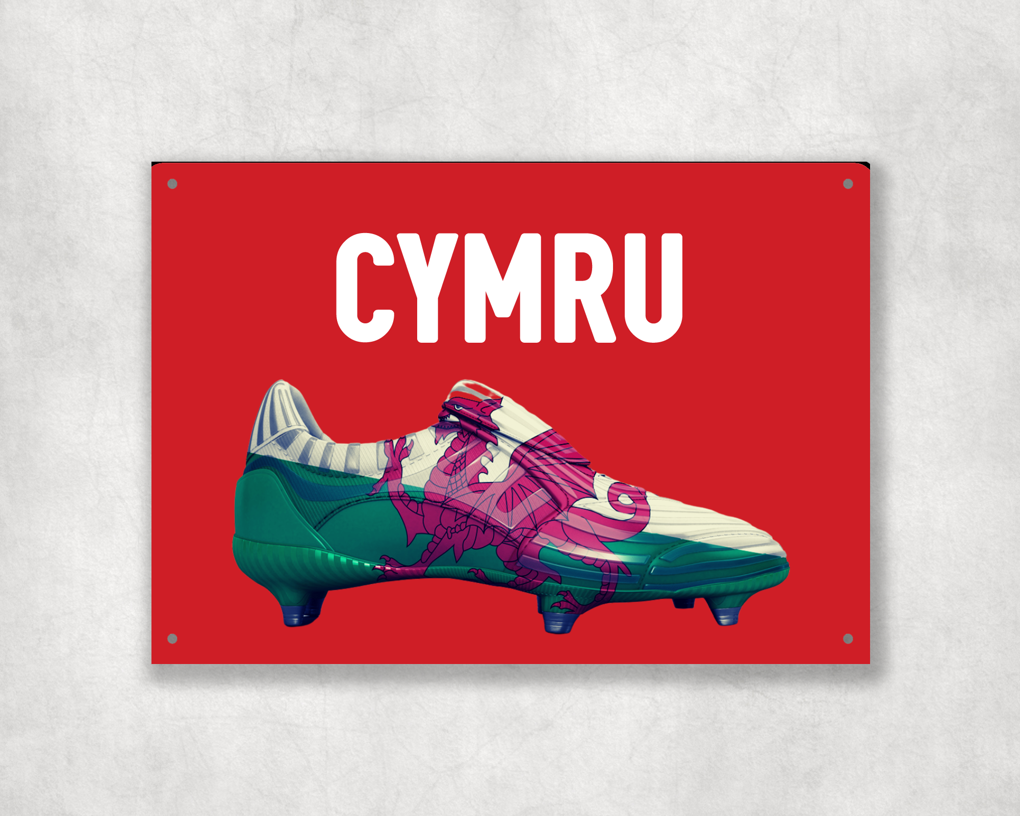 Personalised Cymru Welsh Football Boot Metal Sign