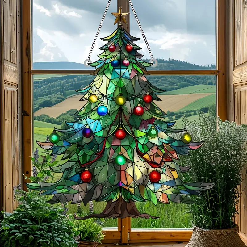 Festive Christmas Tree Suncatcher Acrylic Hanging Ornament