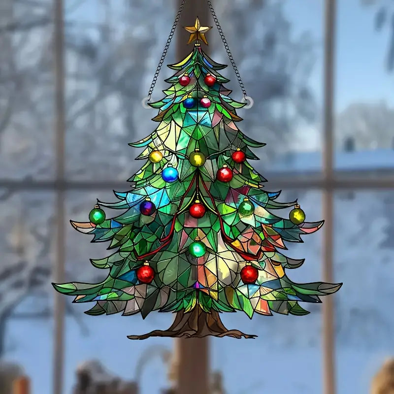 Festive Christmas Tree Suncatcher Acrylic Hanging Ornament