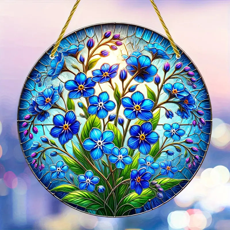 Blue Forget Me Not Suncatcher Acrylic Hanging Ornament