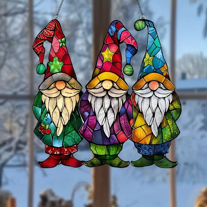 Festive Gnome Suncatcher Acrylic Hanging Ornament