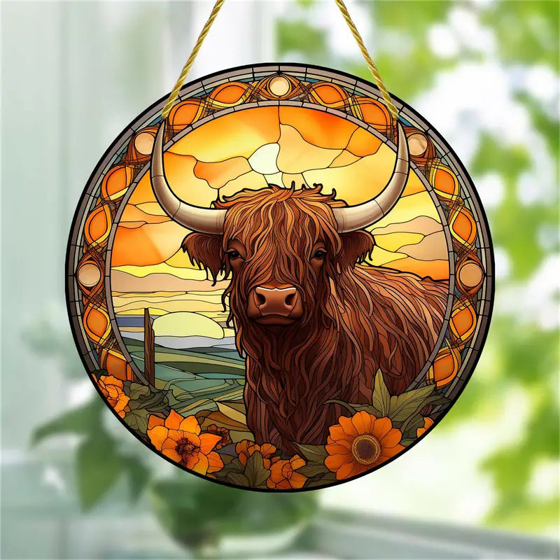 Highland Cow Suncatcher Acrylic Hanging Ornament