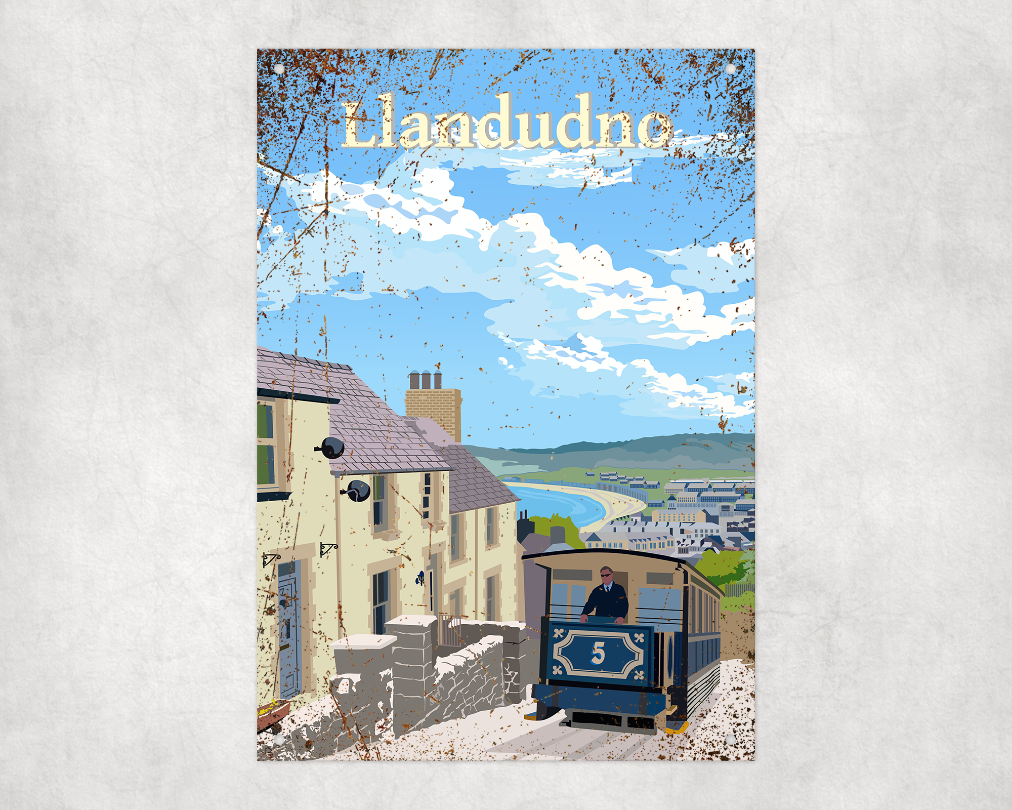 Llandudno Tram Metal Sign