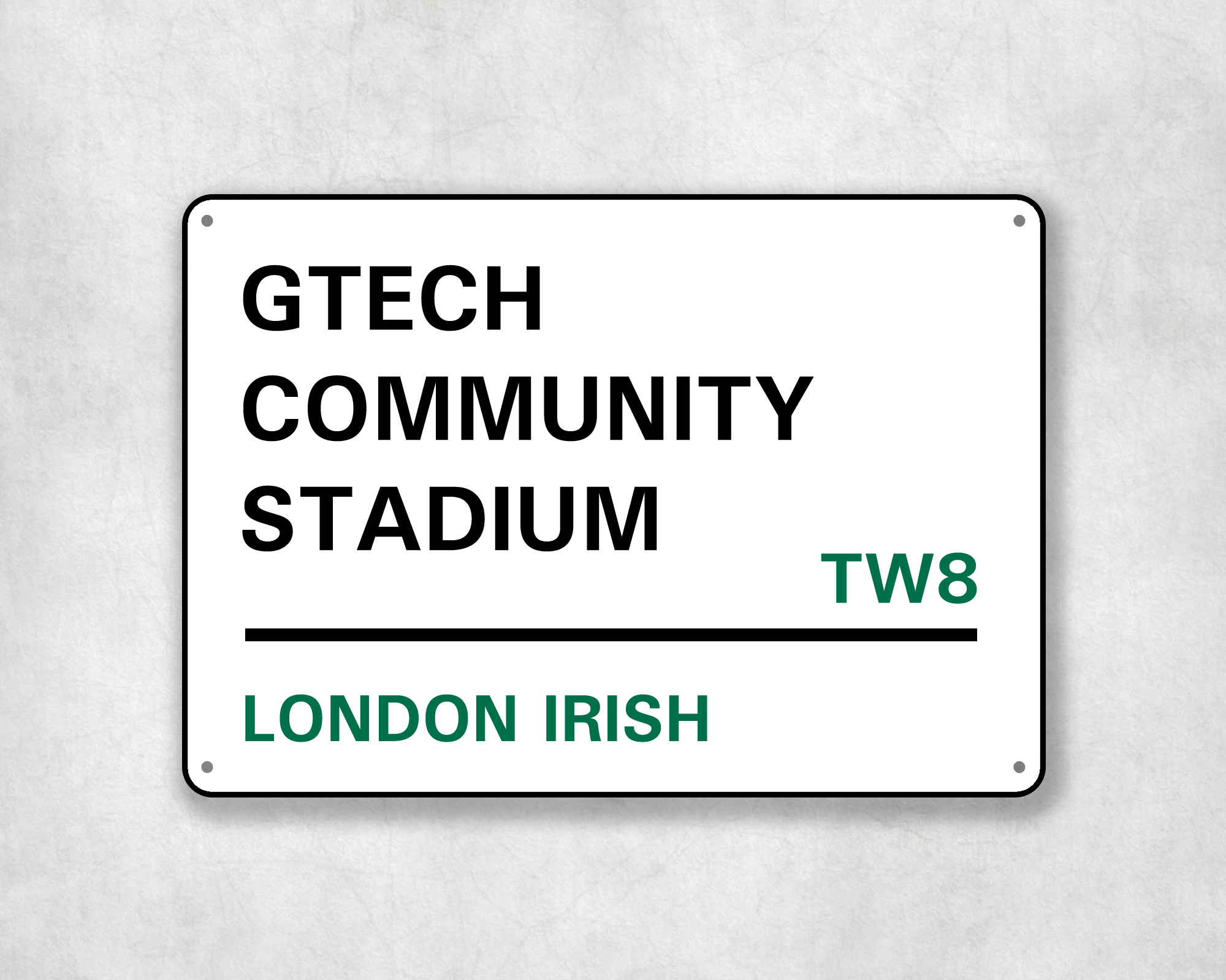 London Irish Rugby Metal Street Sign