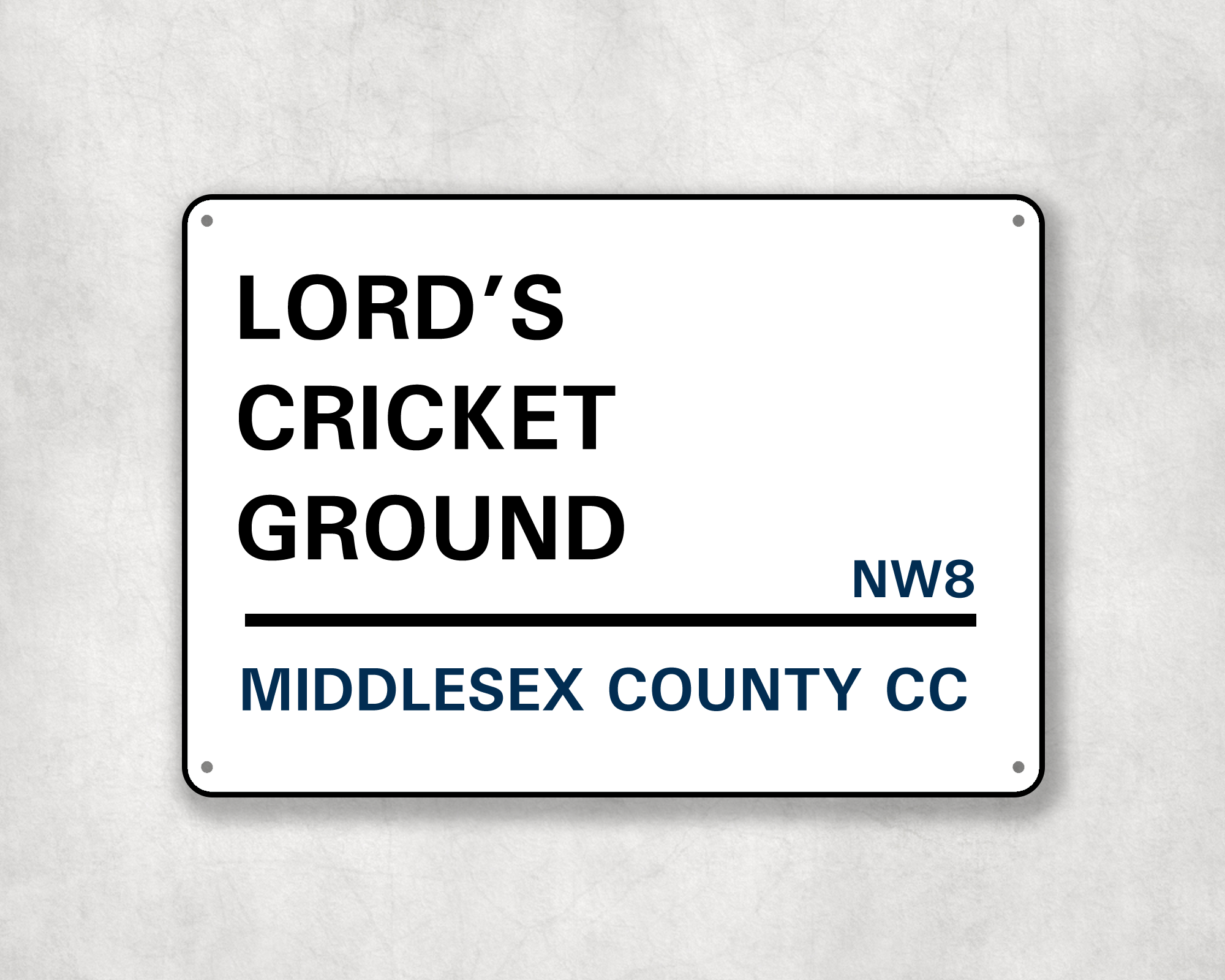 Middlesex County Cricket Club Metal Street Sign