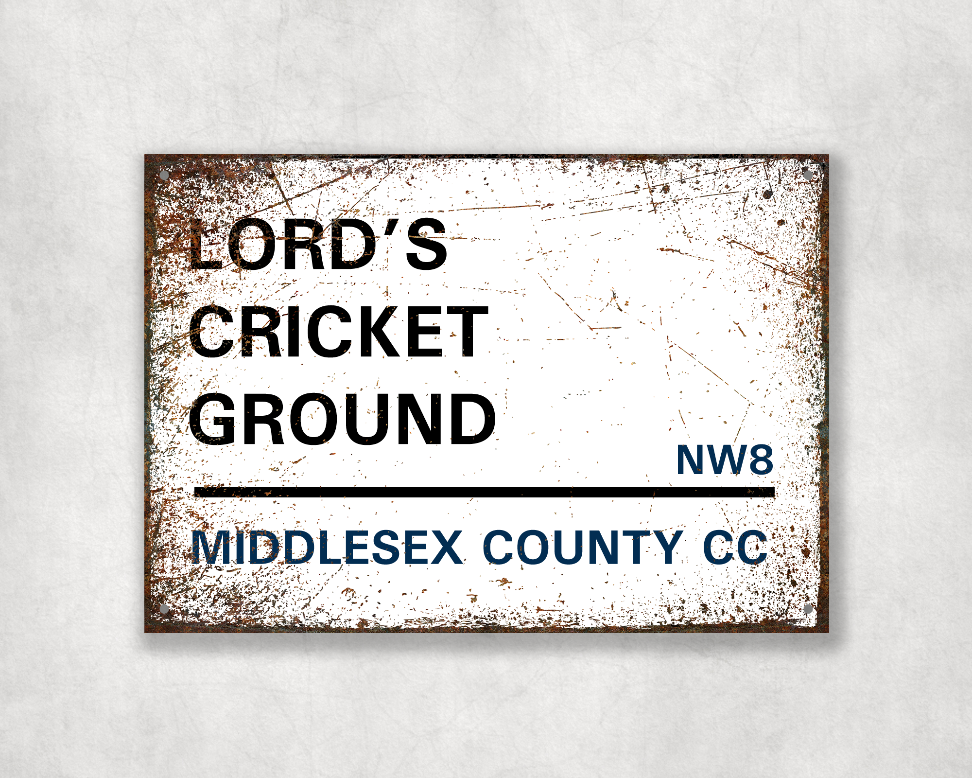 Middlesex County Cricket Club Metal Street Sign