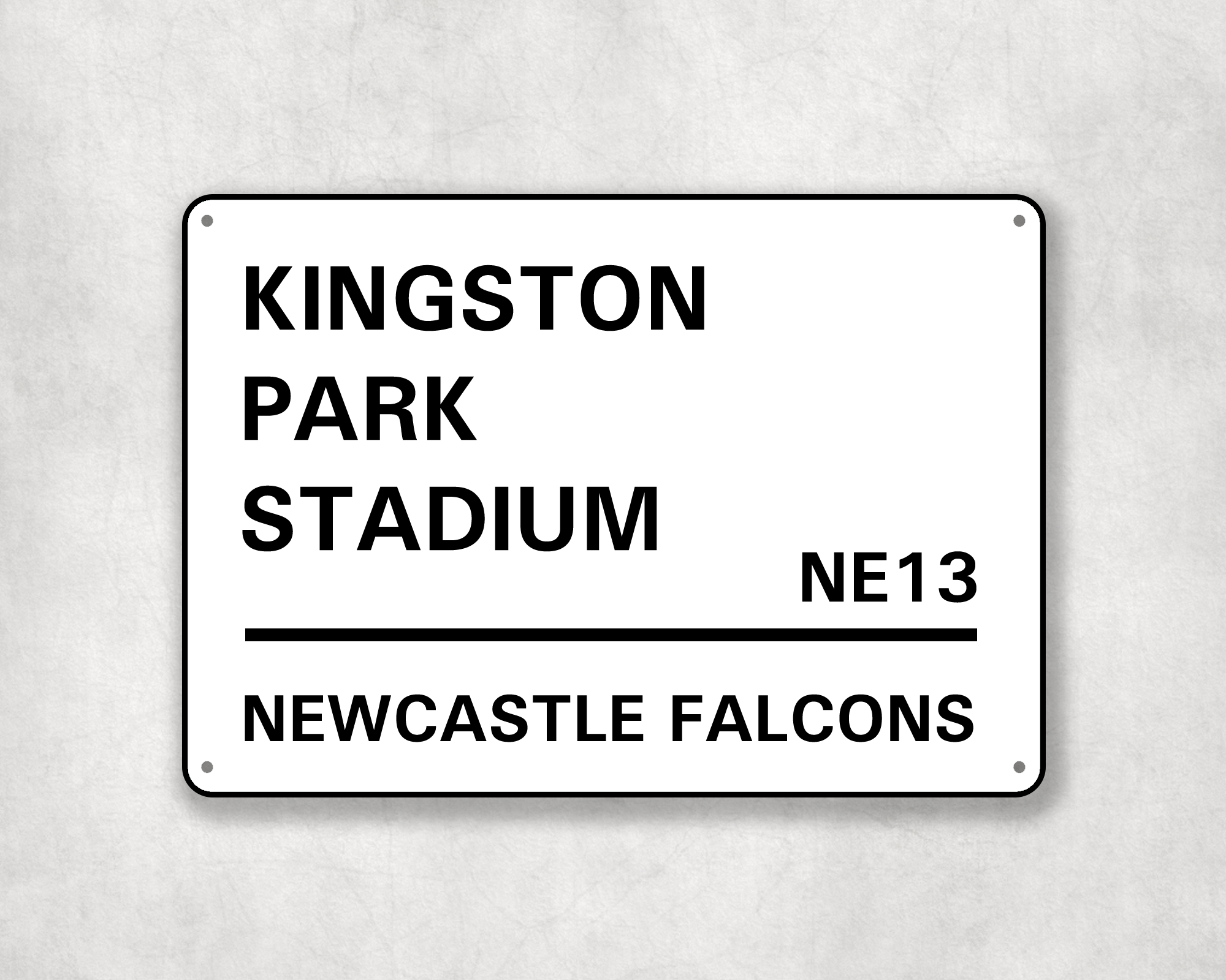 Newcastle Falcons Rugby Metal Street Sign