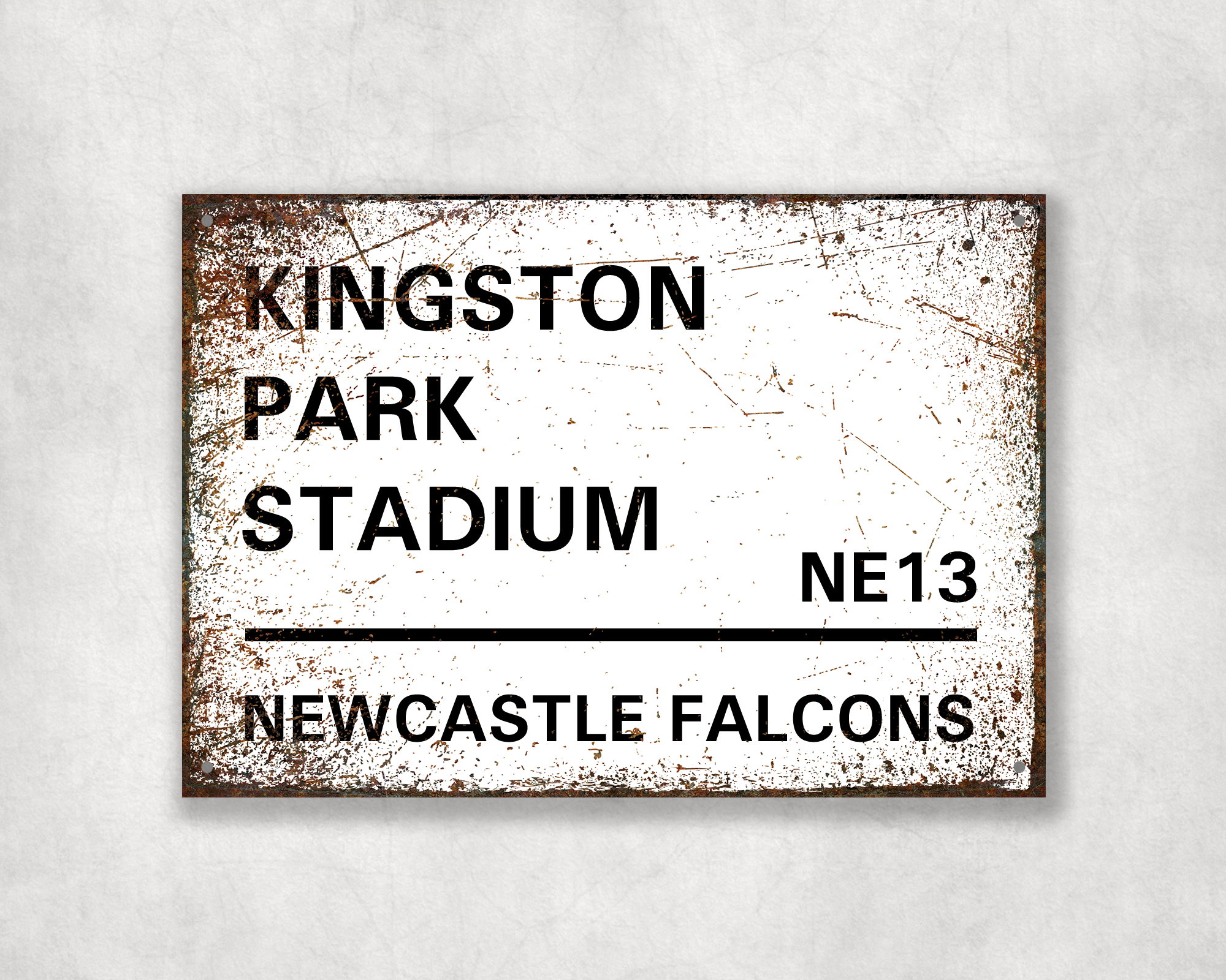 Newcastle Falcons Rugby Metal Street Sign