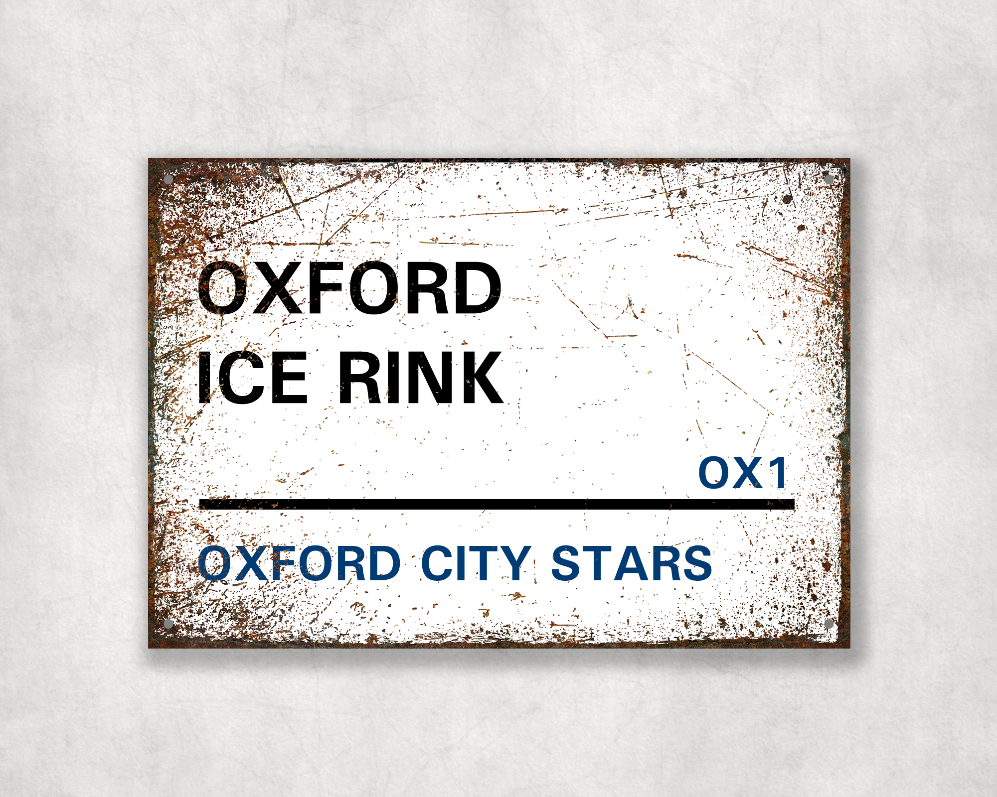 Oxford City Stars Ice Hockey Metal Street Sign