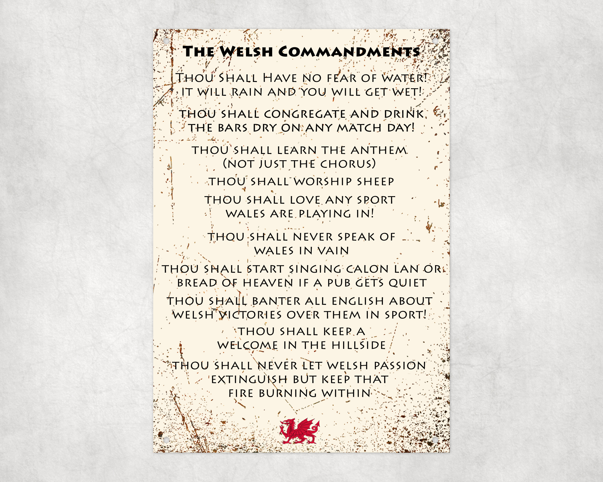 The Welsh Commandments Metal Sign