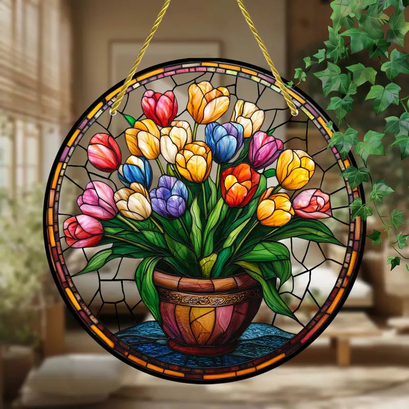 Bunch of Tulips Suncatcher Acrylic Hanging Ornament