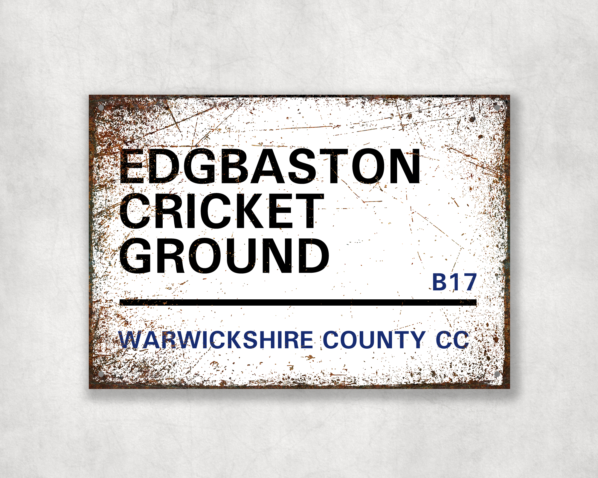 Warwickshire County Cricket Club Metal Street Sign