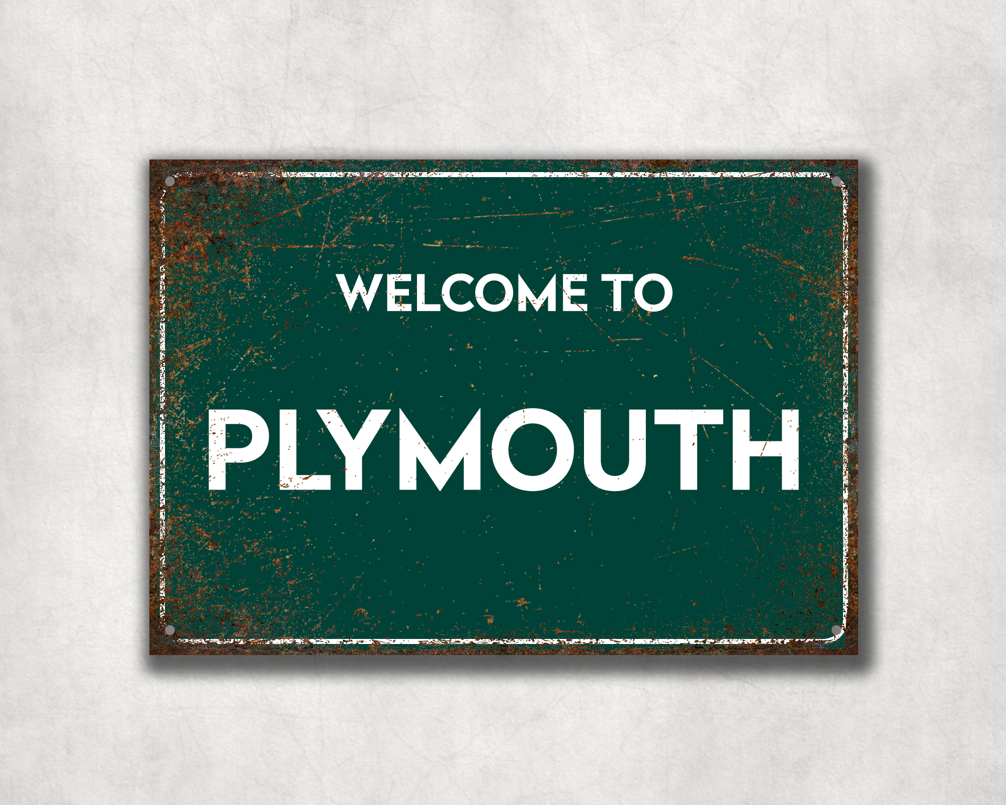 Welcome to Plymouth Metal Sign