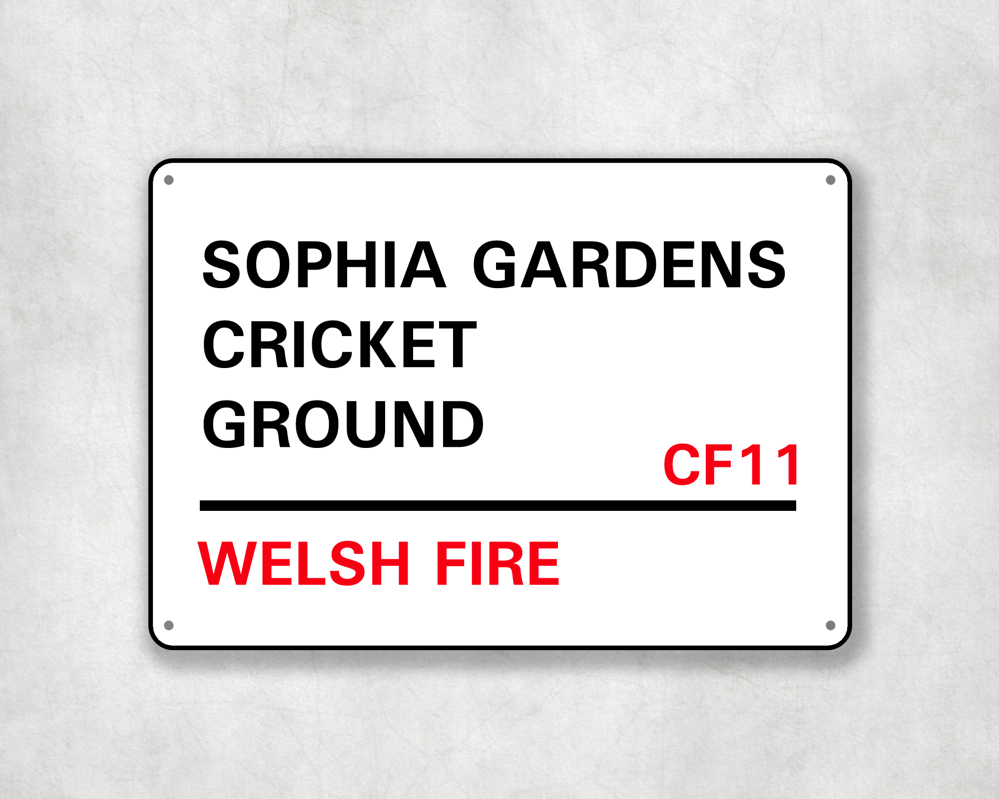 Welsh Fire Cricket Team Metal Street Sign