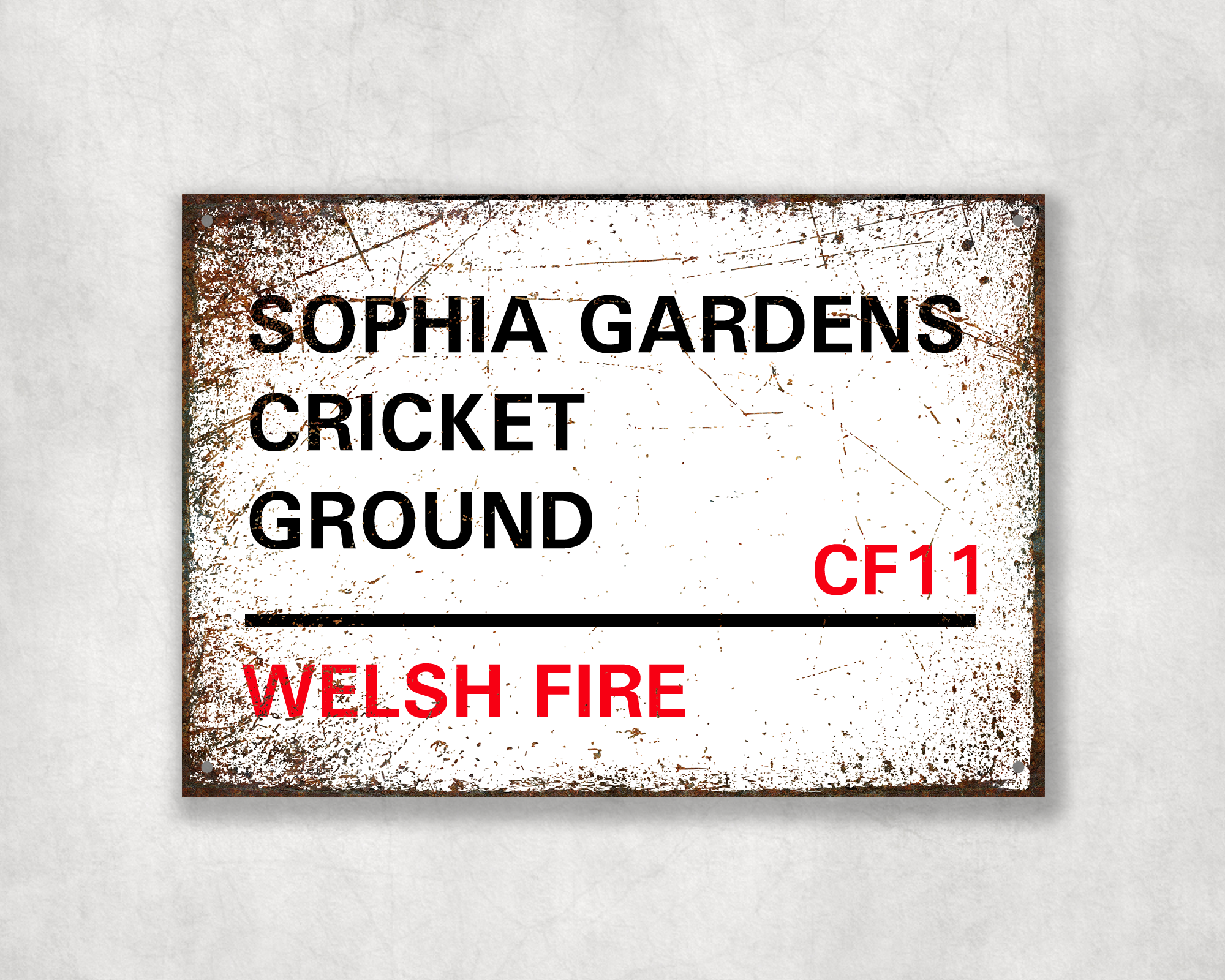 Welsh Fire Cricket Team Metal Street Sign