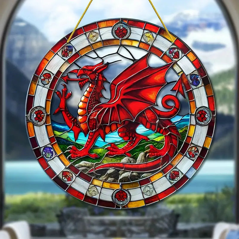 Welsh Dragon Acrylic Stained Glass Effect Suncatcher