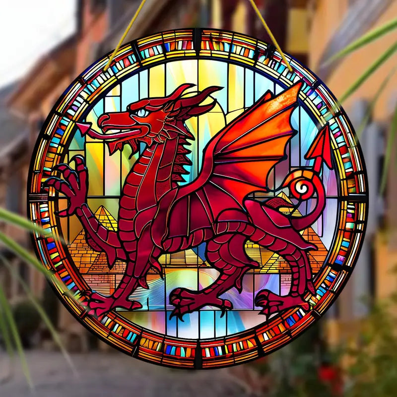 Welsh Dragon Acrylic Stained Glass Effect Suncatcher