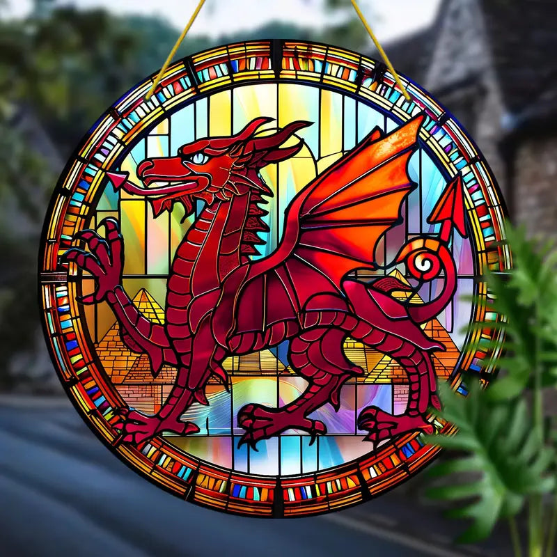 Welsh Dragon Acrylic Stained Glass Effect Suncatcher