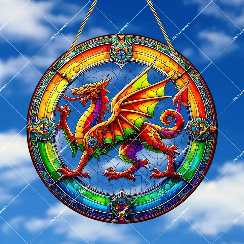 Welsh Dragon Acrylic Stained Glass Effect Suncatcher