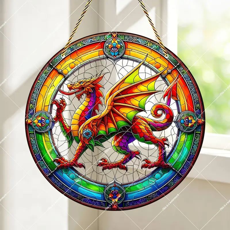 Welsh Dragon Acrylic Stained Glass Effect Suncatcher