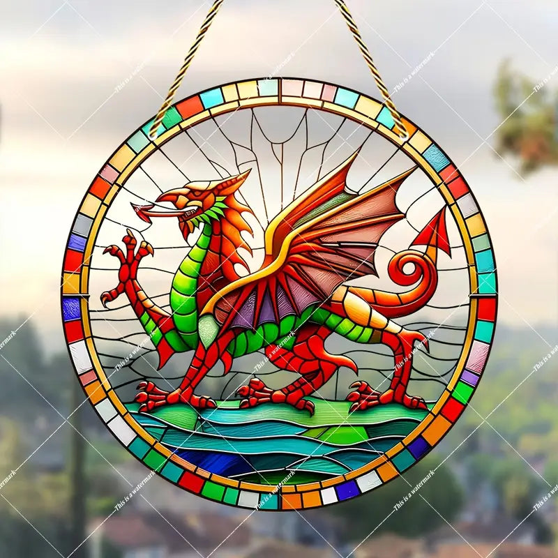 Welsh Dragon Acrylic Stained Glass Effect Suncatcher