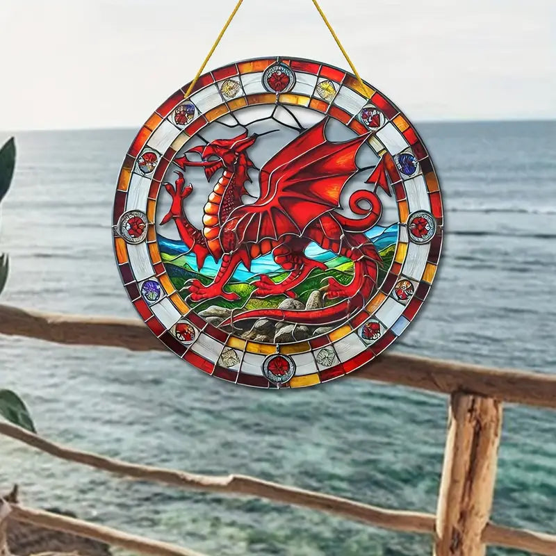 Welsh Dragon Acrylic Stained Glass Effect Suncatcher