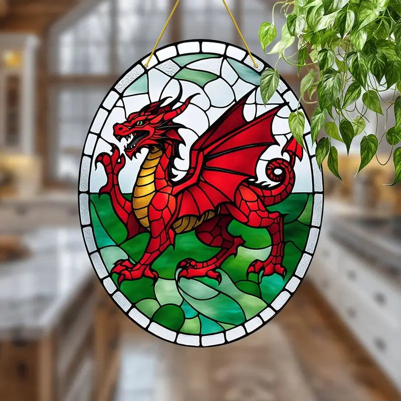 Welsh Dragon Flag Acrylic Stained Glass Effect Suncatcher