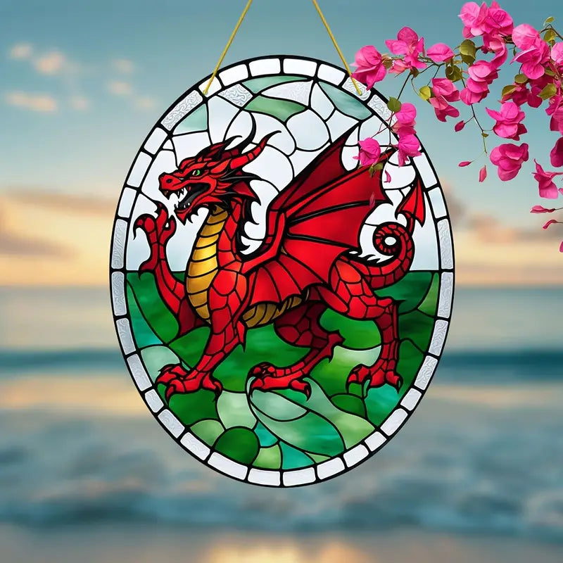 Welsh Dragon Flag Acrylic Stained Glass Effect Suncatcher