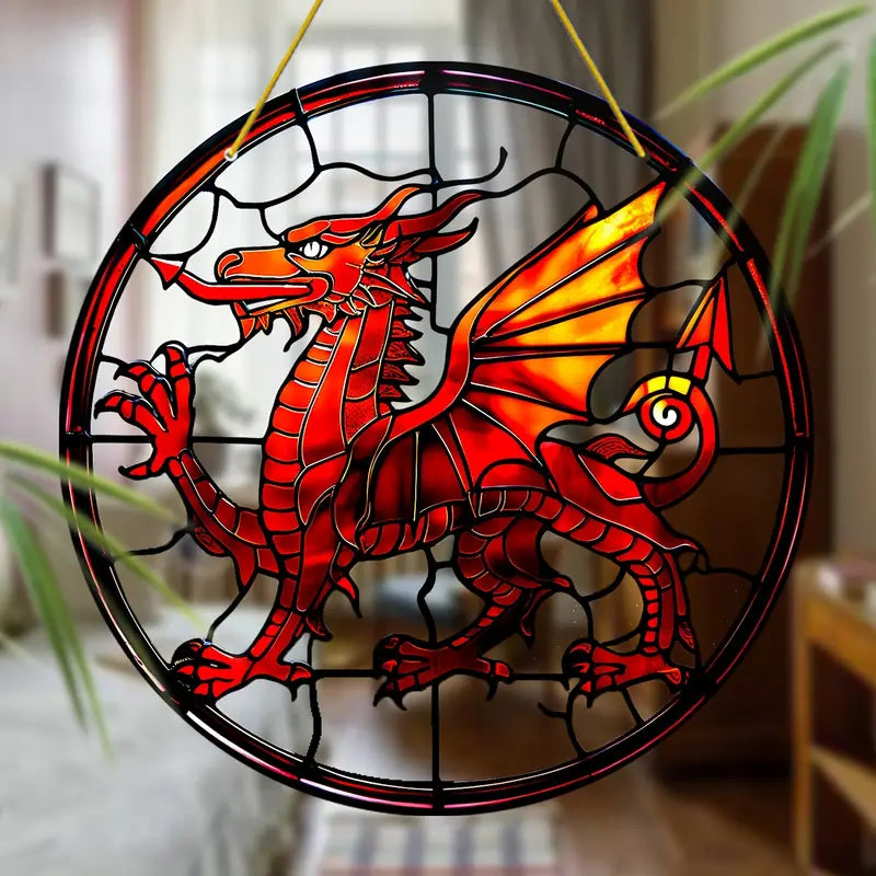 Welsh Red Dragon Acrylic Stained Glass Effect Suncatcher