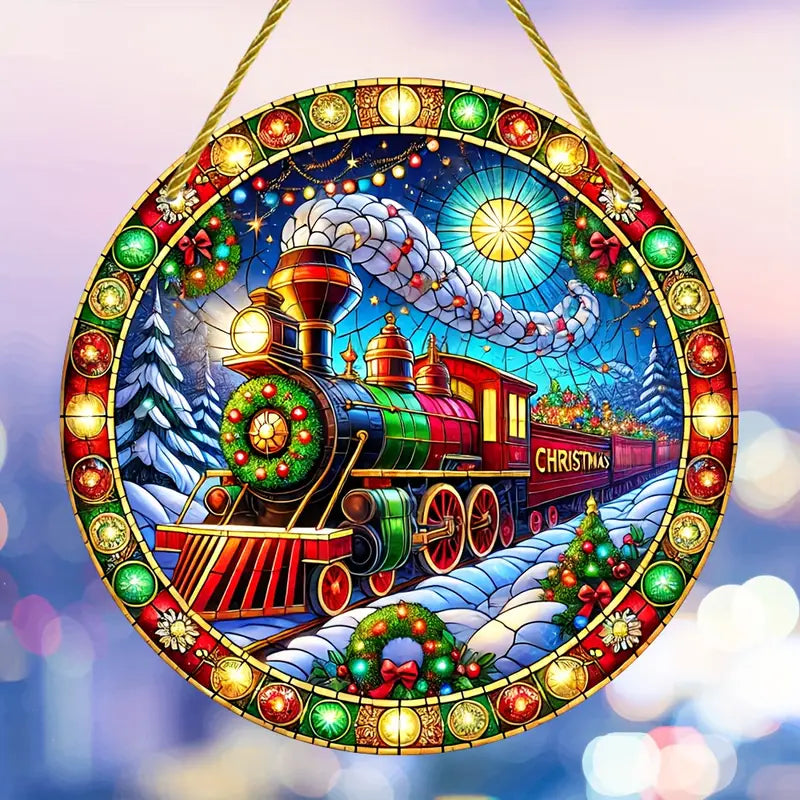 Christmas Train Suncatcher Acrylic Hanging Ornament