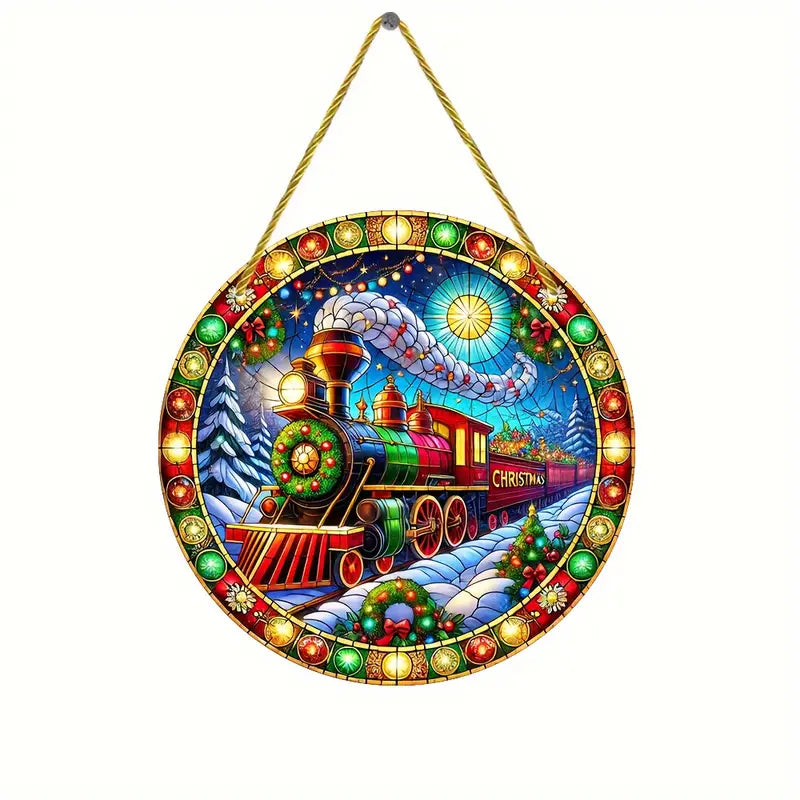 Christmas Train Suncatcher Acrylic Hanging Ornament