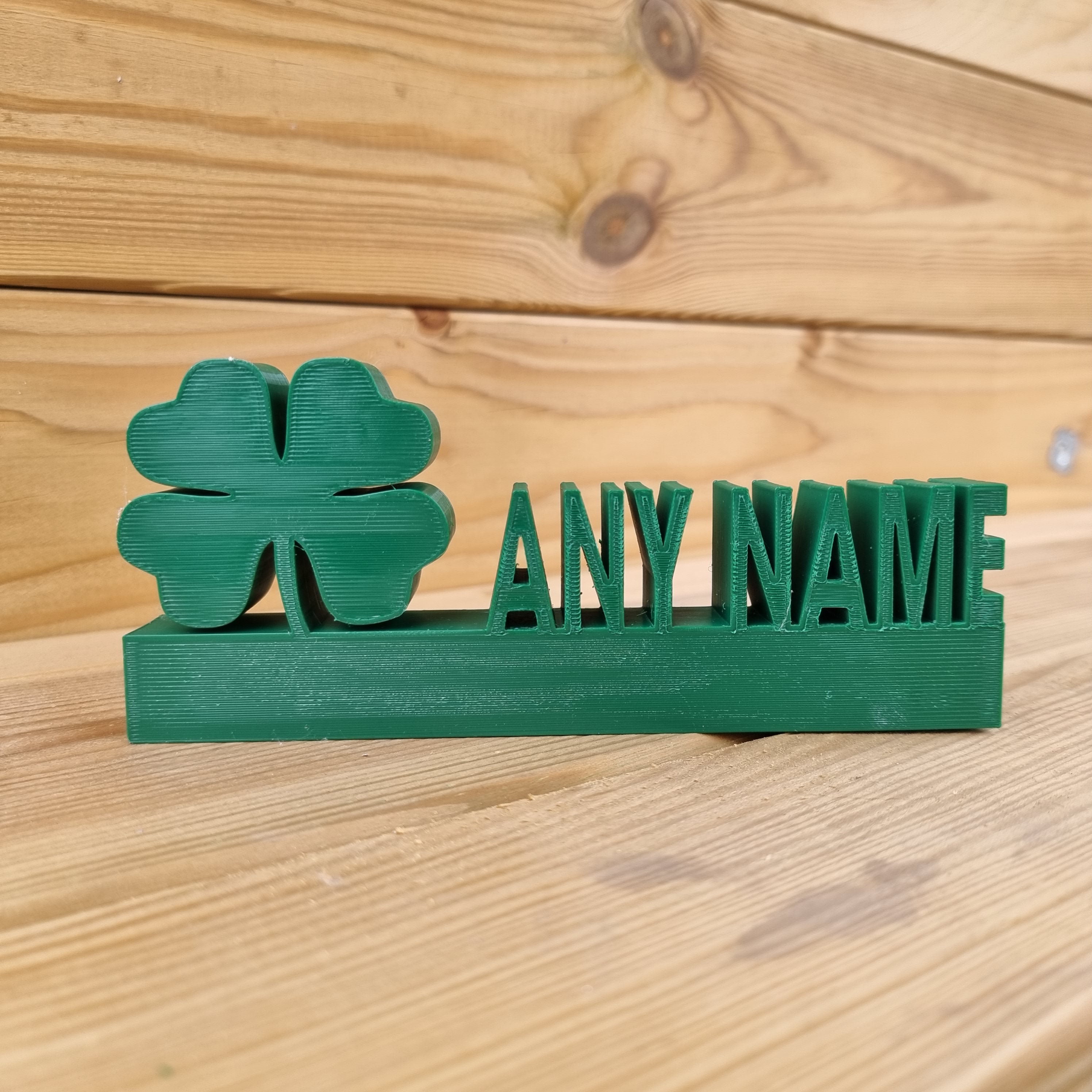 Celtic FC Personalised Name Shelf Display Stand Figure Sign Plaque Fan Gift Football 3D Printed, Celtic Gift, Name Plate, Irish Clover