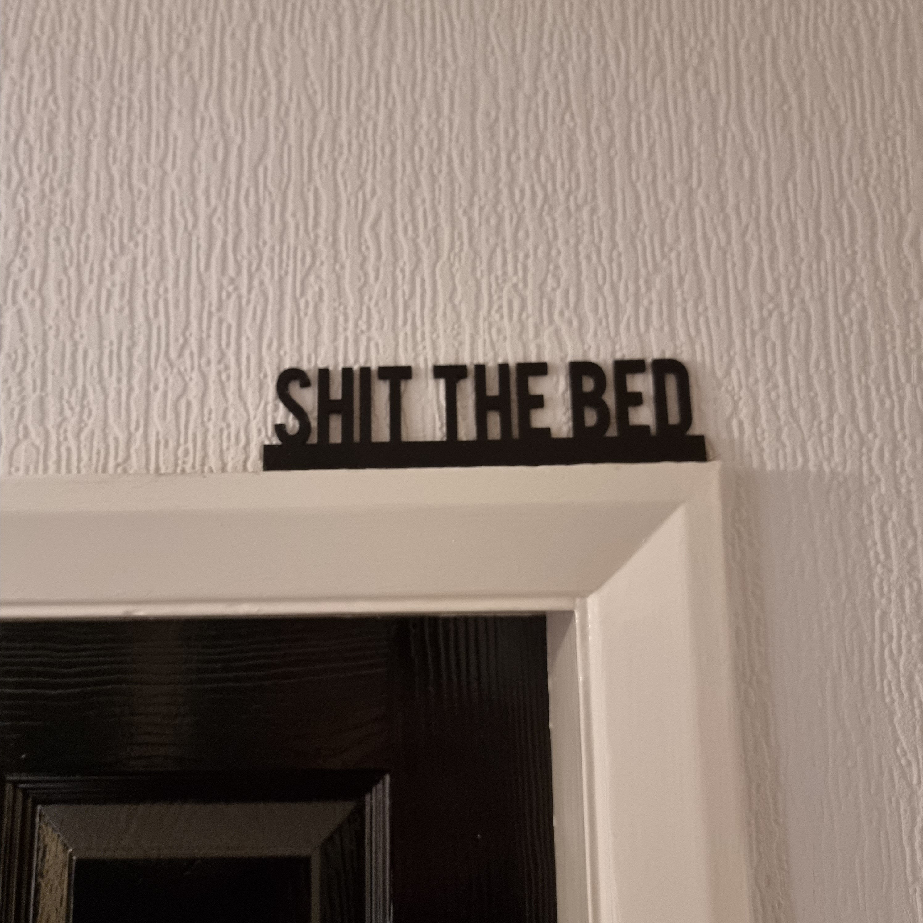 SHIT THE BED Door topper, shelf decor, wall decor, quirky home interior decor, quirky gift, door decoration