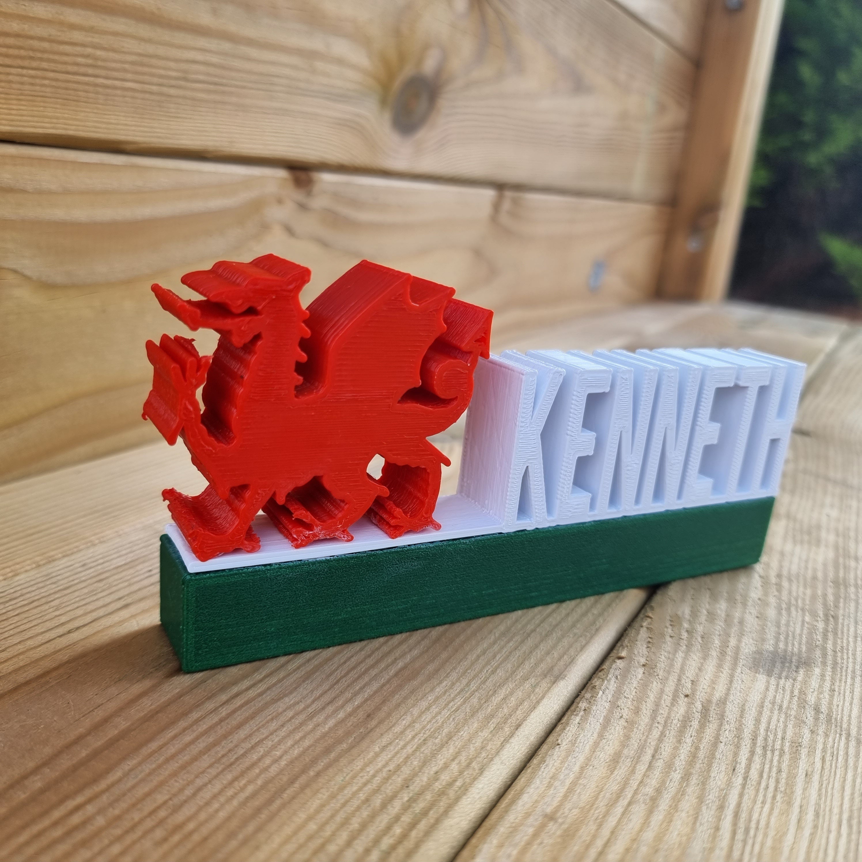 Wales Personalised Name Shelf Display Stand Figure Sign Plaque Fan Gift Welsh Gift 3D Printed, Welsh Dragon Sign, Welsh Name Name Plate