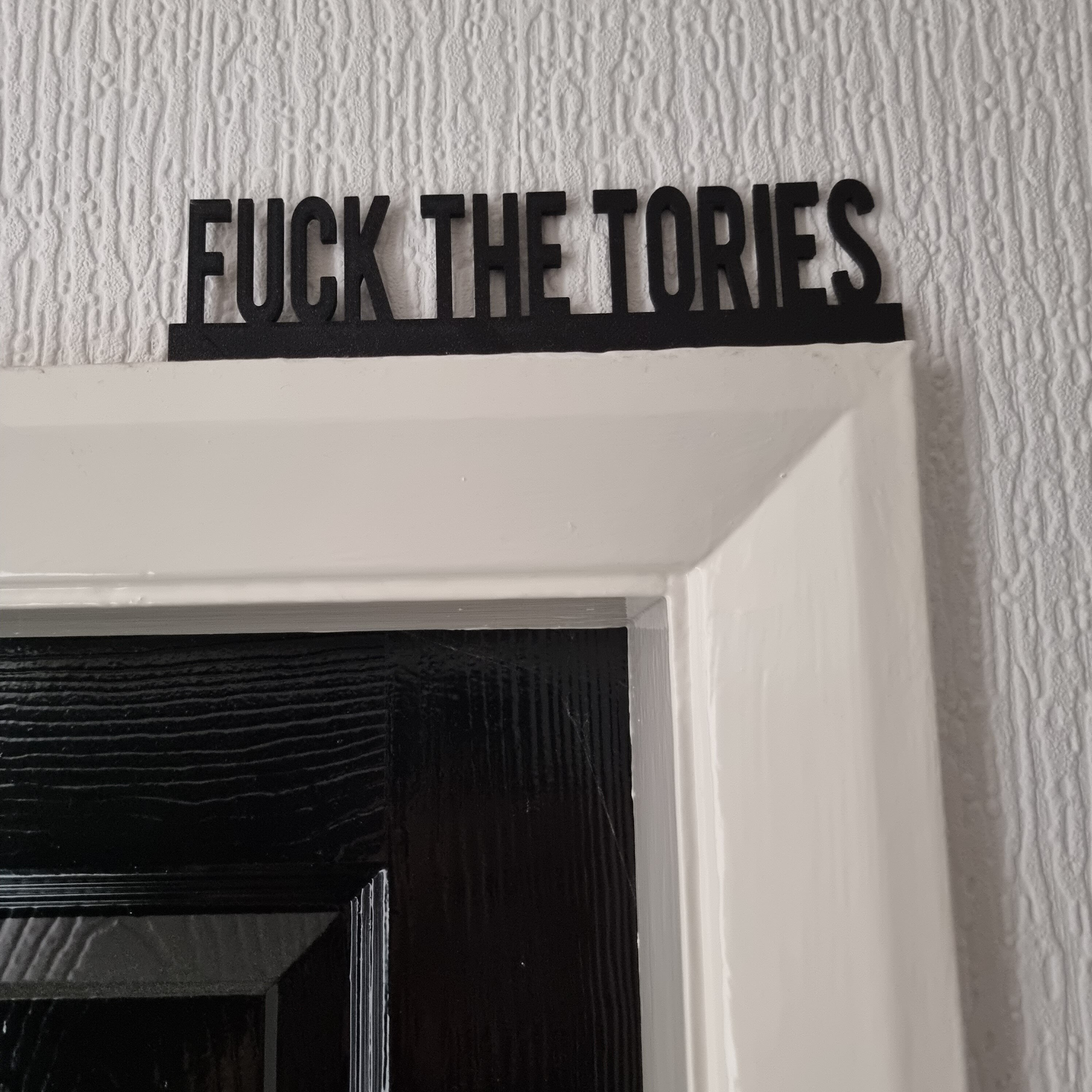 FUCK THE TORIES Door topper, shelf decor, wall decor, quirky home interior decor, quirky gift, door decoration