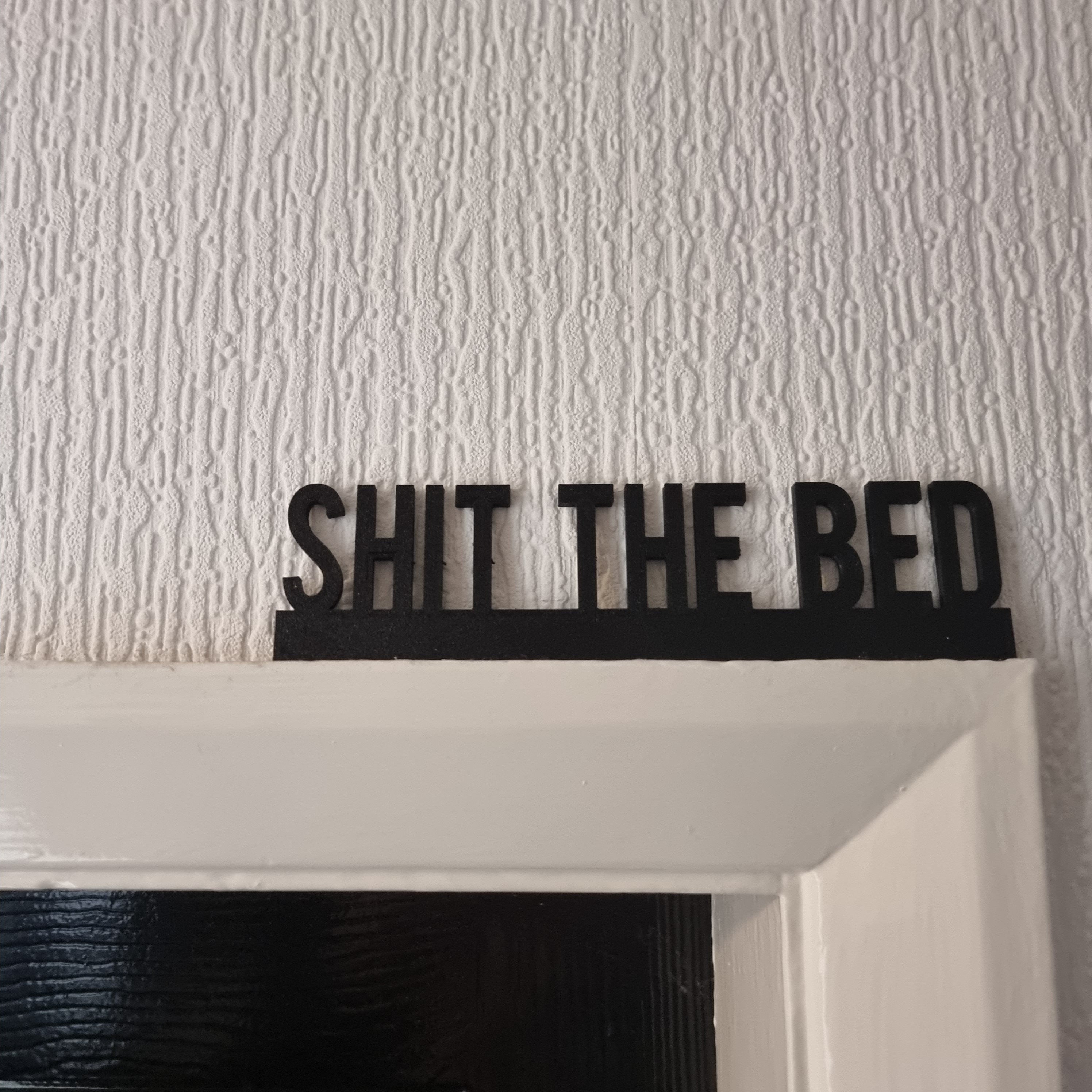 Shit The Bed Door topper, shelf decor, wall decor, quirky home interior decor, quirky gift, door decoration