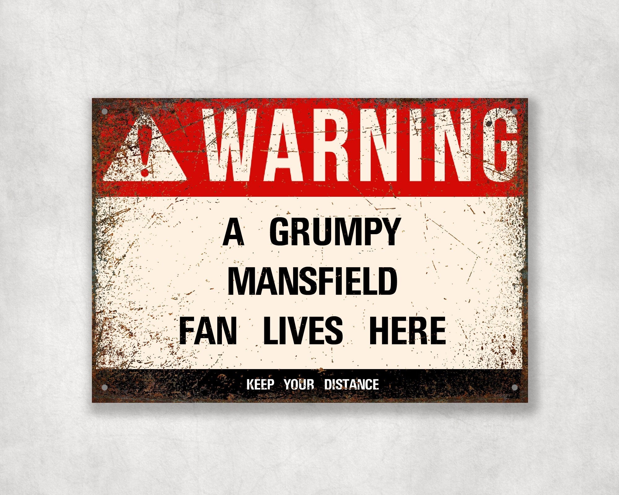 Grumpy MANSFIELD Fan Metal Sign - Vintage Retro Man Cave Decor, Funny Retro Plaque for Home Bar, Shed or Garage