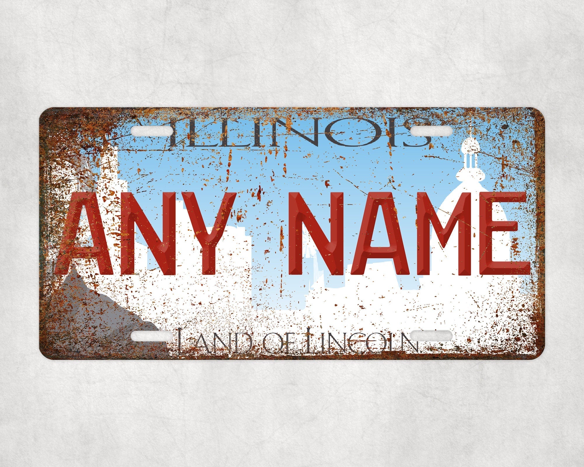 Personalized ILLINOIS License Plate - US State Souvenir, Unique Car Tag, License Plate, Novelty Plate, State Tags, Rustic License Plate