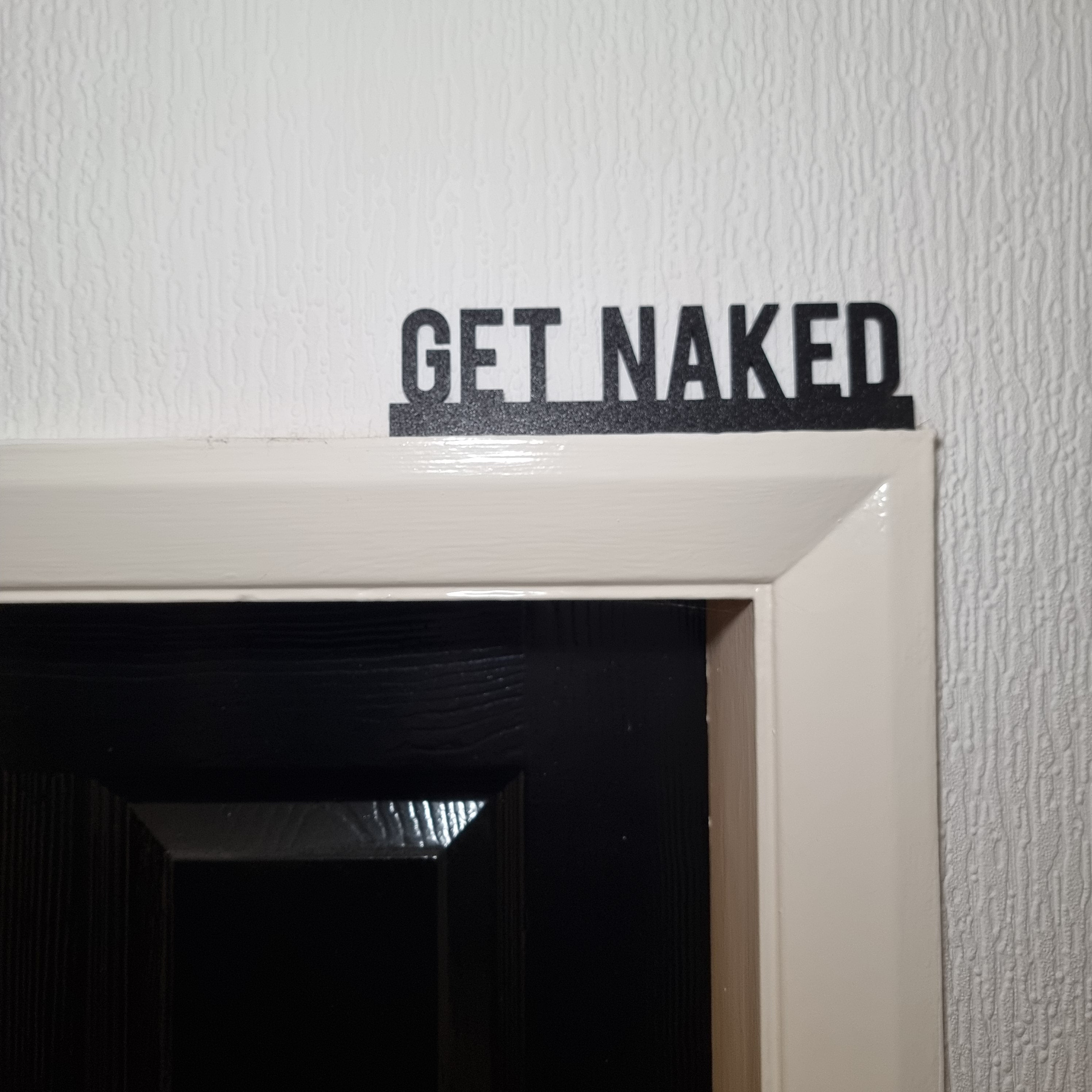 Get Naked Door topper, shelf decor, wall decor, quirky home interior decor, quirky gift, door decoration