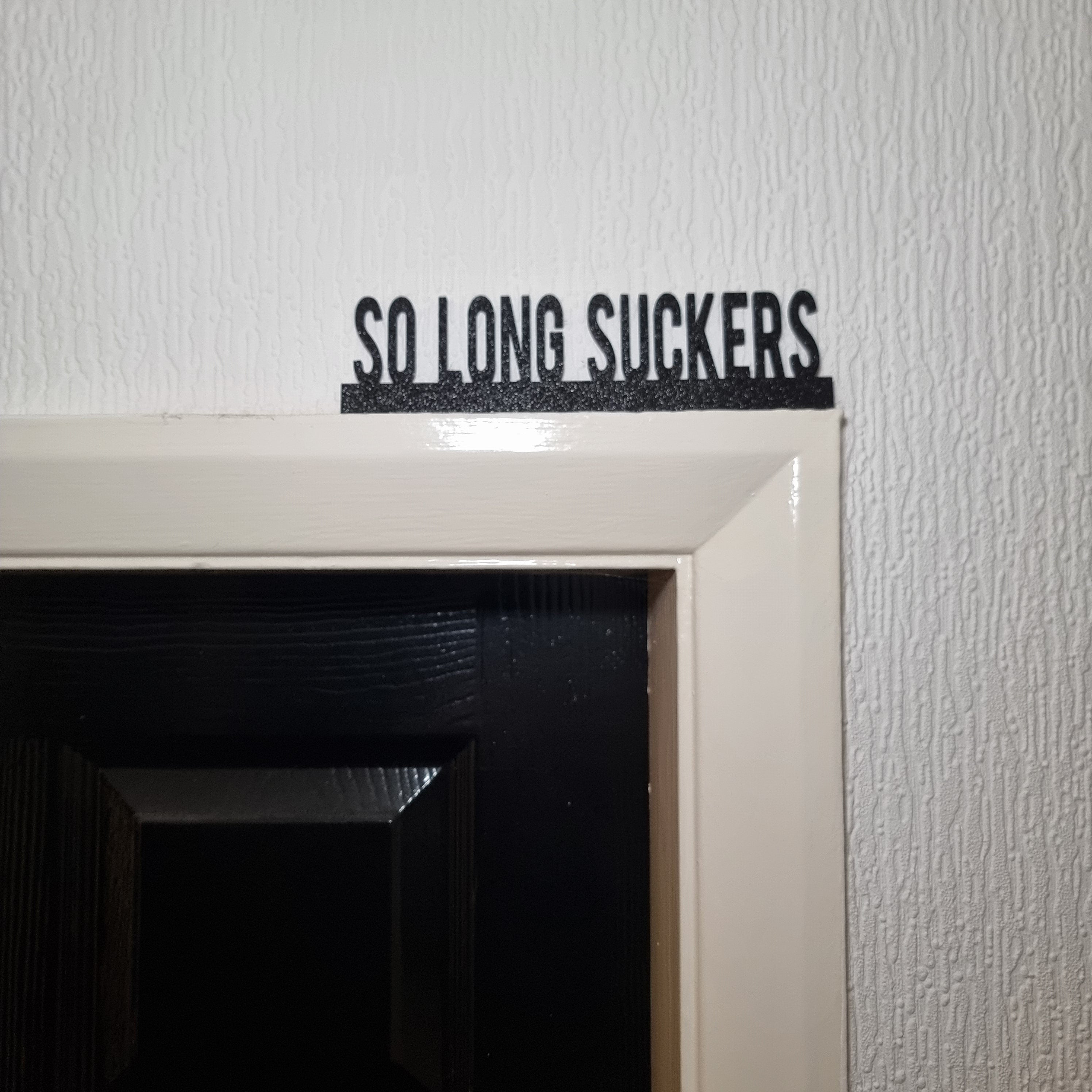 So Long Suckers Door topper, shelf decor, wall decor, quirky home interior decor, quirky gift, door decoration