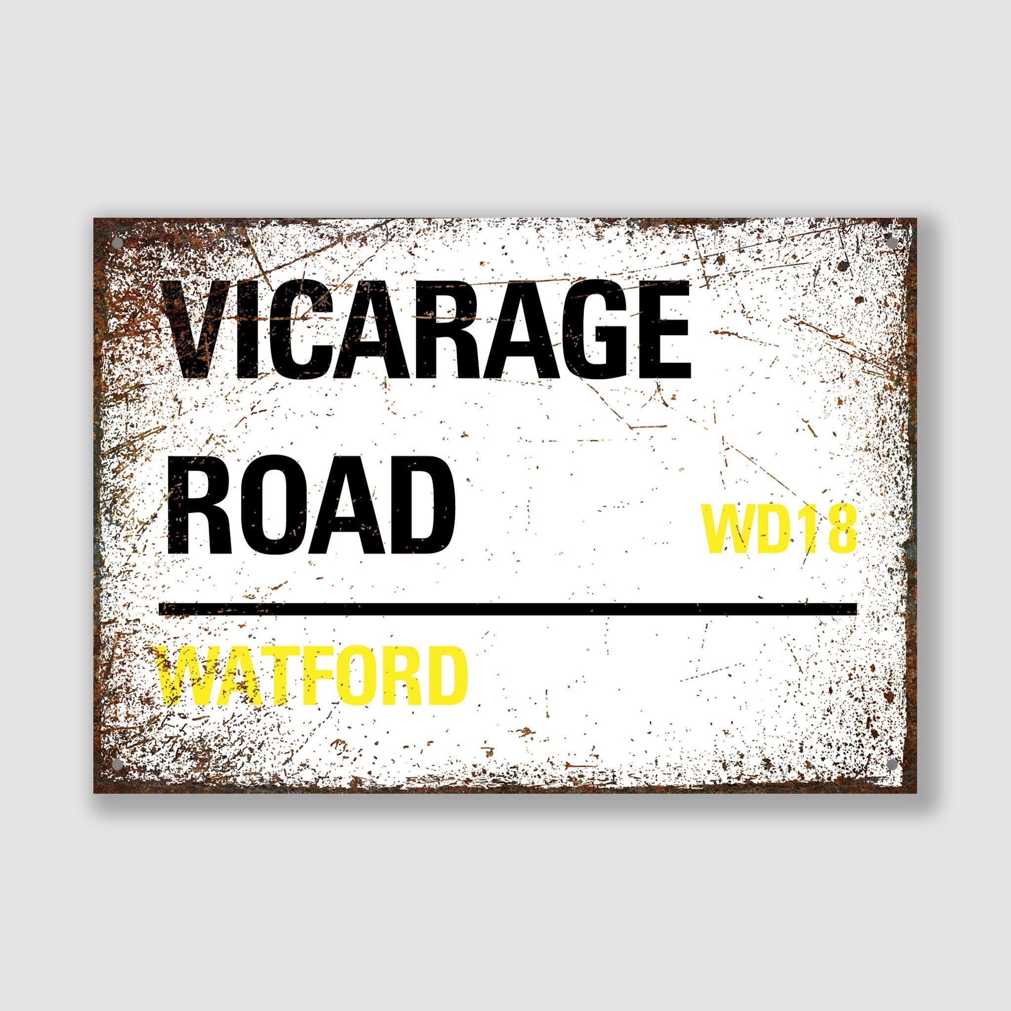 Watford - Vicarage Road, Street Sign, Watford gift, Watford Souvenir, Watford Keepsake, Watford Vicarage Road