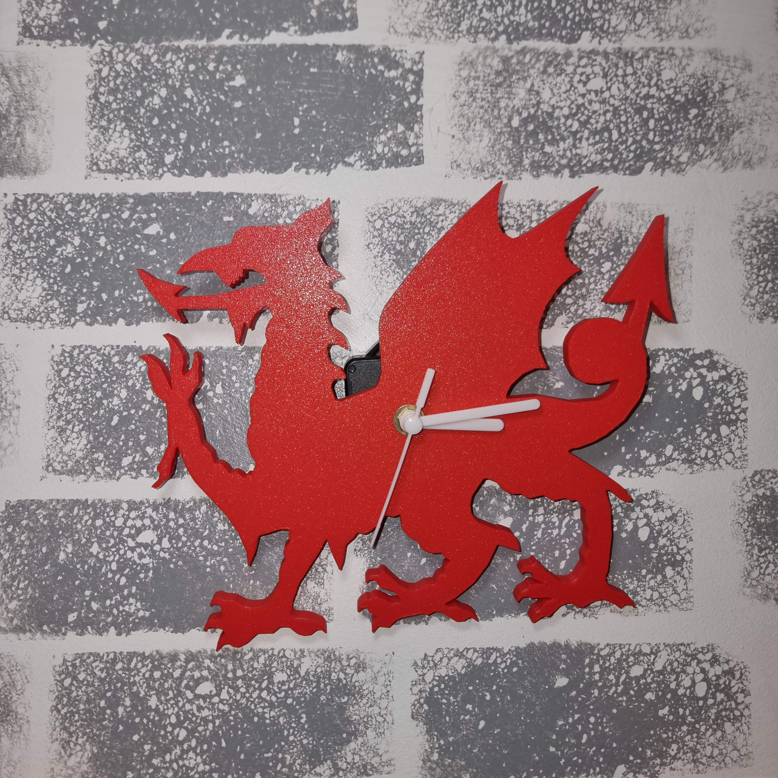 Welsh Dragon 3D Printed Clock, Wales Souvenir, Wall Decor Clock, Wales Gifts, Welsh Pride Clock