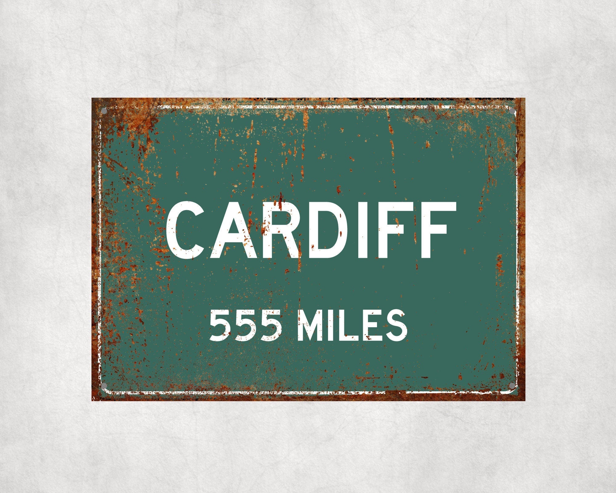 PERSONALIZED CARDIFF Sign, Cardiff City Distance Sign, City of Cardiff Gift, Cardiff Gifts, Cardiff Souvenir, Cardiff Signs