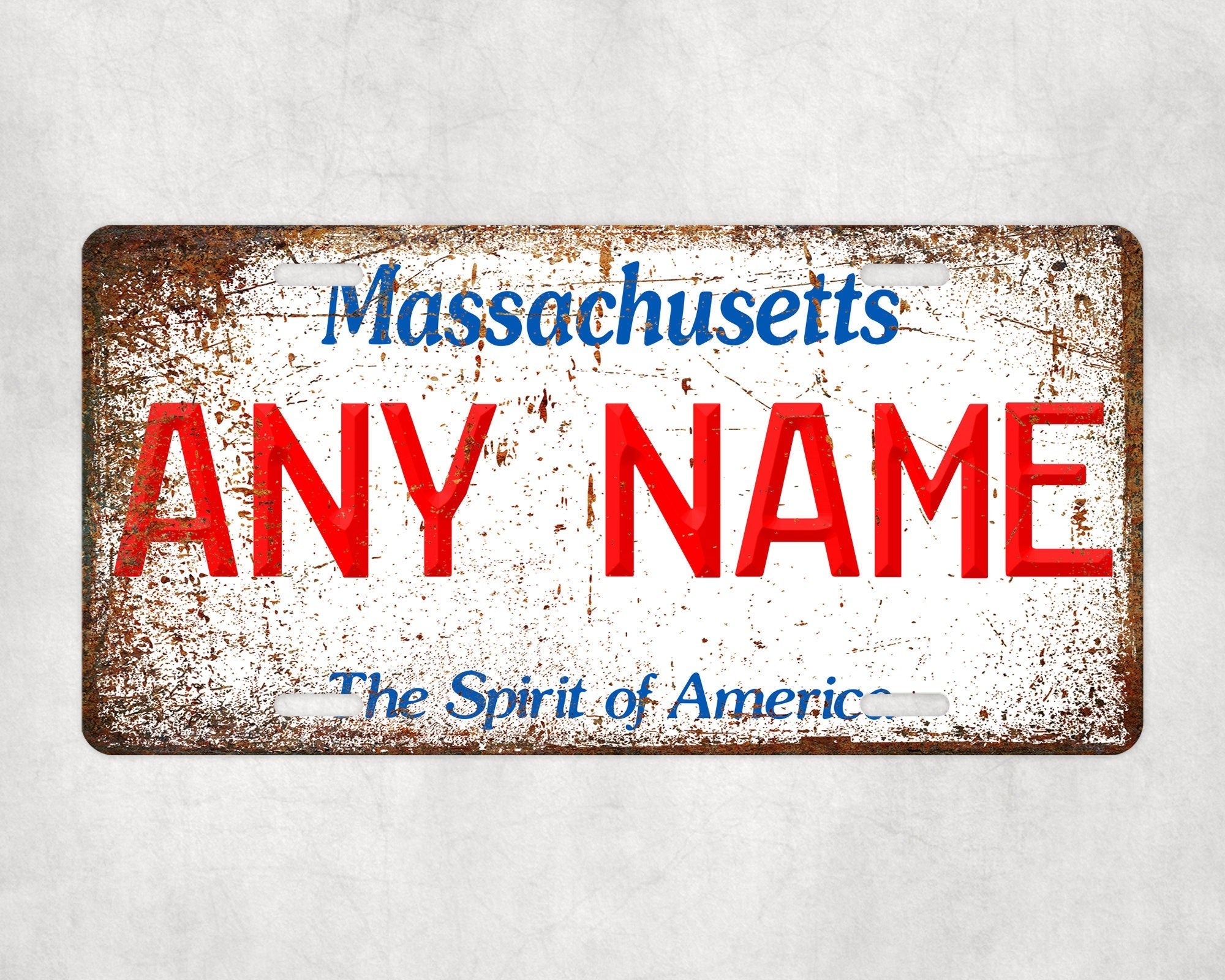 Personalized MASSACHUSETTS License Plate - US State Souvenir, Unique Car Tag, License Plate, Novelty Plate, State Tags, Rustic License Plate